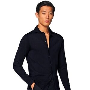 Suitsupply Navy Long Sleeve Polo Cardigan - Sz M